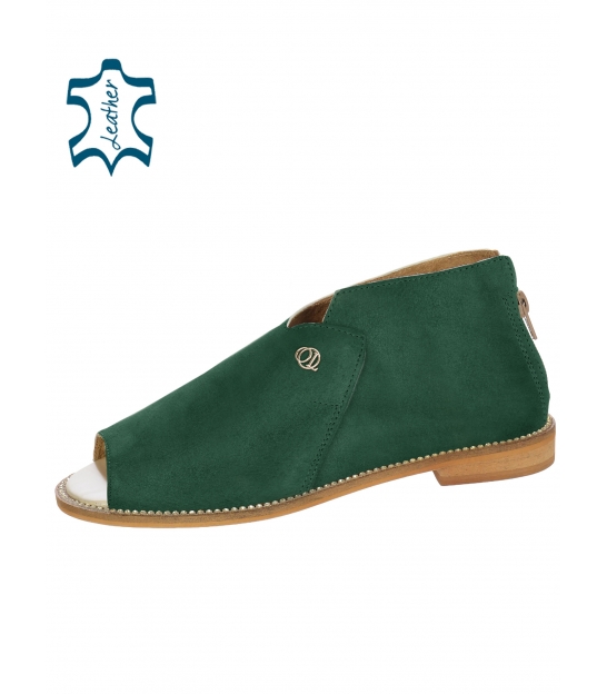 Zelené pohodlné sandále z mäkkej brúsenej kože 3021