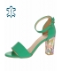 Zelené lesklé sandále s kvetinovým podpätkom DSA2050