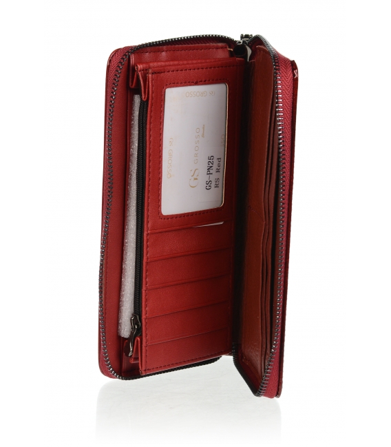 Dámska červená lakovaná peňaženka so zipsovým zapínaním PN25-YM Red