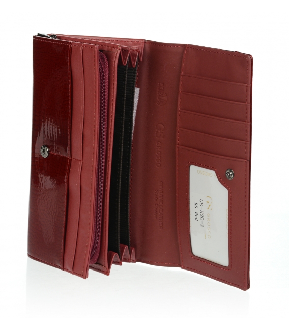 Dámska červená vzorovaná peňaženka s čiernym pásikom H20-2