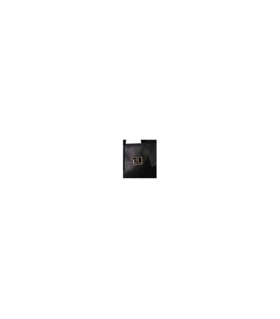 Zvýhodnený set čierne kožené poltopánky na podpätku ozdobou 2346+kabelka REGINA