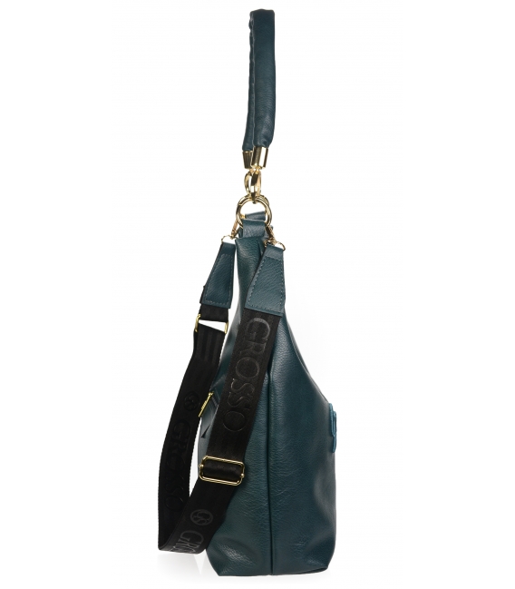 Zvýhodnený set smaragdovo zelené kožené tenisky so zlatou pätou - DTE2118+kabelka Aisha SMARAGD