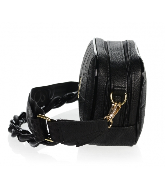 Zvýhodnený set čierne kožené tenisky s ozdobným uškom na jazyku HOGA DTE040+kabelka DANIELA