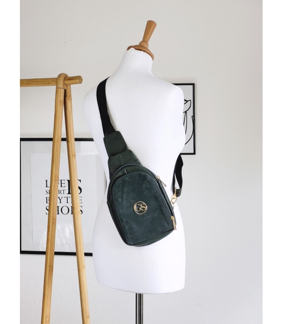 Zvýhodnený set smaragdovo zelené kožené tenisky - DTE2118 ZUMA+kabelka RUBY