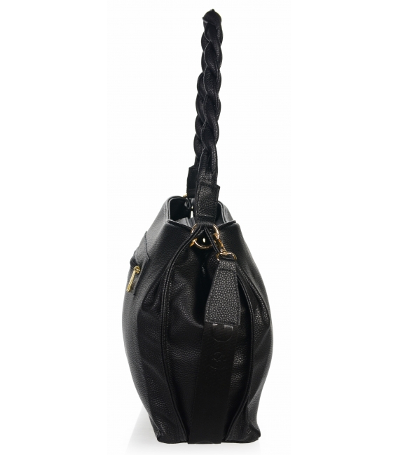 Zvýhodnený set čierne poltopánky s prackou K1657 black groch + spod anica+kabelka AMBER black