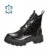 Čierne lesklé členkové topánky s kroko vzorm DKO3404