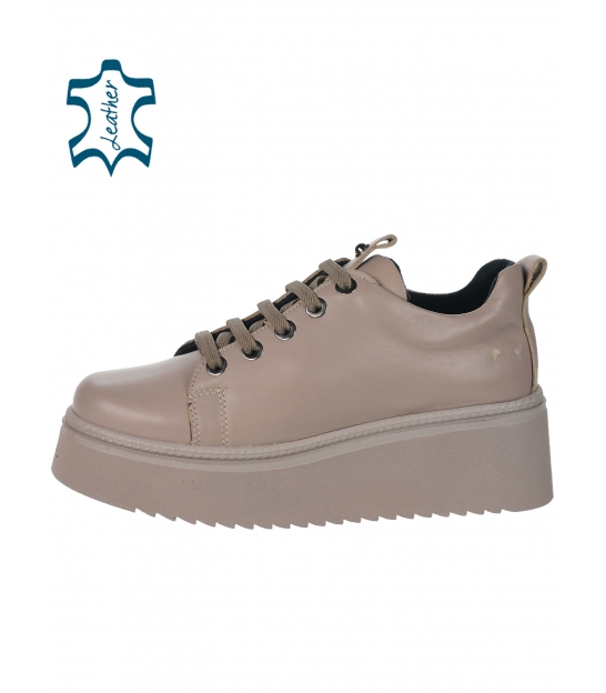 Sivo-hnedé topánky na vyššej podošve 018-3360-partiový tovar
