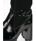 Čierne kombinované čižmy s ozdobou a so sárou z brúsenej kože DKO2357