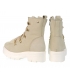 Bežové členkové čižmy z brúsenej kože a kožušinou K1656 beige nubuk