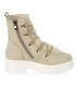 Bežové členkové čižmy z brúsenej kože a kožušinou K1656 beige nubuk