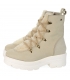 Bežové členkové čižmy z brúsenej kože a kožušinou K1656 beige nubuk