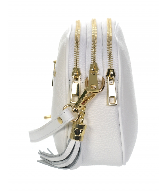 Zvýhodnený set biele tenisky s béžovo-zlatým elementom na päte 7152+biela kabelka GS101