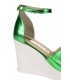 Zelené jednoduché sandále na bielej klinovej podošve DSA2372
