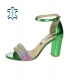 Zelené lesklé sandále so štrasovým predným elementom DSA2373