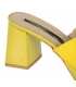 Žlté šľapky na vyššom podpätku s ozdobou DSL2391