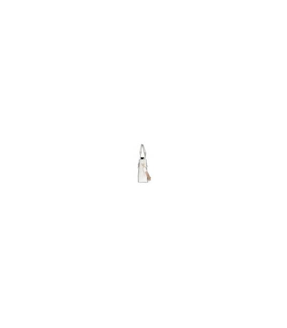 Zvýhodnený set bielo-strieborné štýlové šľapky s priesvitným lemom DSL2390+Kabelka REGINA