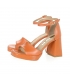 Oranžové jednoduché kožené sandále na širokom podpätku DSA2302/2164