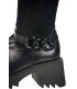 Čierne vysoké kožené elastické čižmy s ozdobou DCI2346