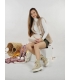 Bežové členkové čižmy z brúsenej kože a kožušinou K3422 beige nubuk