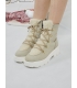 Bežové členkové čižmy z brúsenej kože a kožušinou K3422 beige nubuk