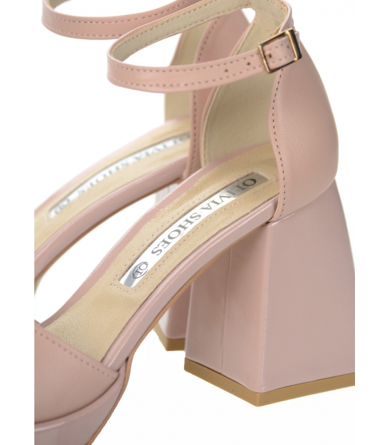 Ružové kožené sandále na širokom podpätku DSA2302