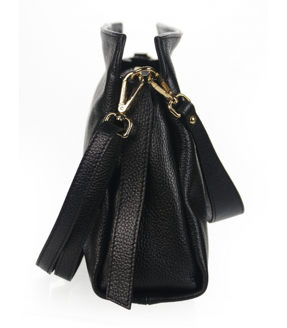 Čierna kožená kabelka s ozdobou Milly
