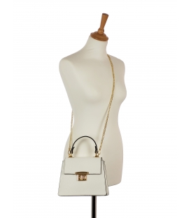 Elegantná biela kožená kabelka s retiazkou Eli