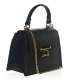 Elegantná čierna kožená kabelka s retiazkou Eli