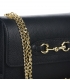 Kožená čierna crossbody kabelka s retiazkou a zlatou ozdobou Edita