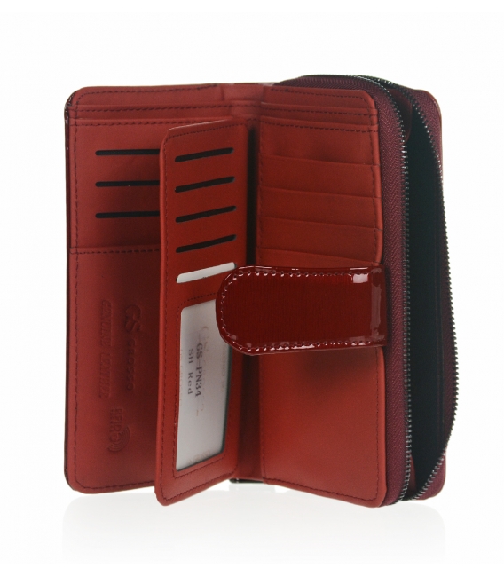 Dámska červená kožená lakovaná peňaženka s kroko vzorom GROSSO PN34