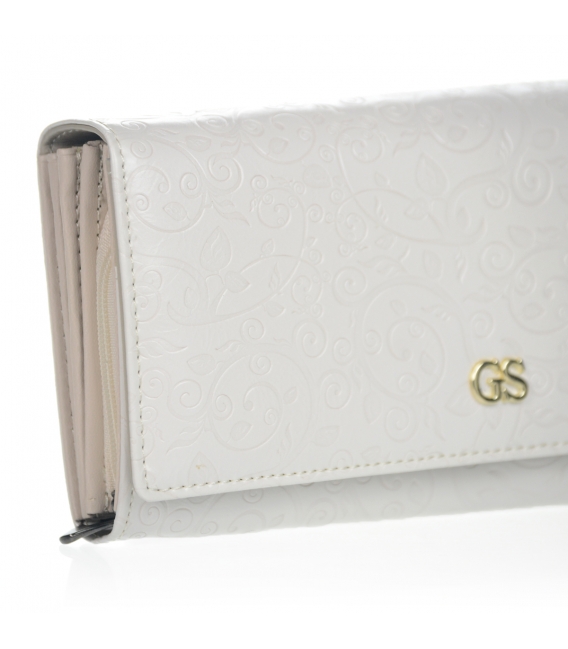 Bielo-sivá kožená peňaženka s kvetinovou potlačou PN20 white