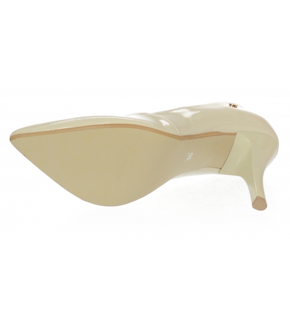 Béžové elegantné kožené lodičky 861