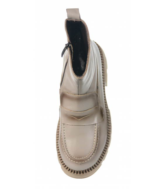 Sivo-béžové čižmy na zips 232401