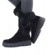Čierne zateplené kožušinkové členkové topánky z brúsenej kože - 5-1434-018