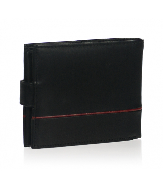 Pánska kožená čierna peňaženka s červeným pásikom GROSSO TM-100R-032black/red