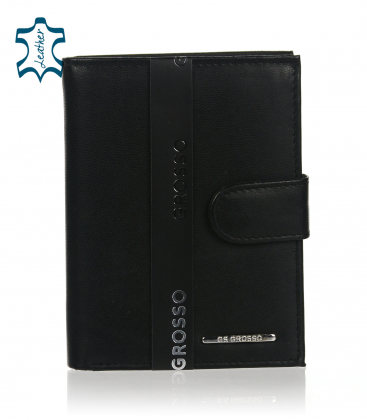 Pánská kožená černá jednoduchá peněženka GROSSO TM-34R-123