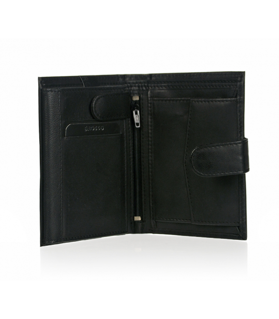 Pánska kožená čierna jednoduchá peňaženka GROSSO TM-34R-123