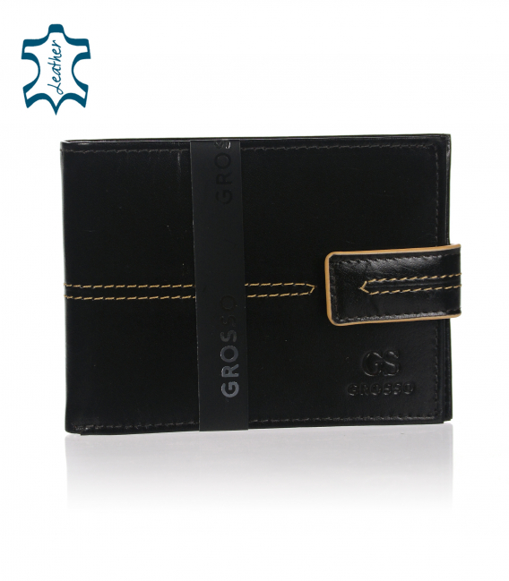 Pánska kožená tmavohnedá peňaženka s prešívaním GROSSO TMS-51R-249Achoco brown