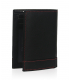 Pánska kožená čierna peňaženka s červeným prešívaním GROSSO 001