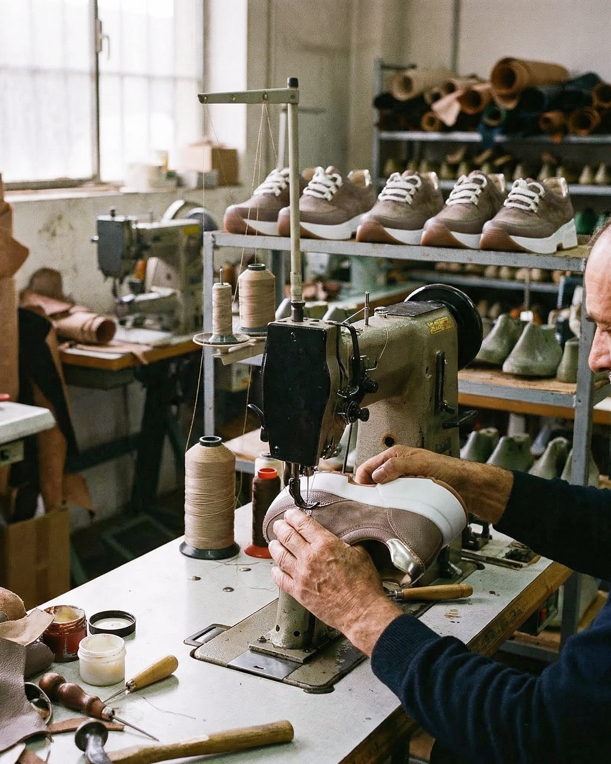 Handcrafting and stitching OLIVIA SHOES